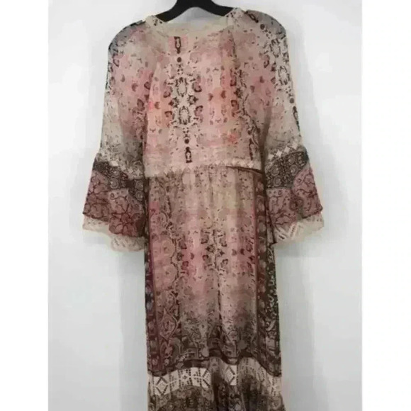 Bebe Women's Bohemian Maxi Dress Size 4 Multicolor Floral Paisley NWT Fairy - Picture 2 of 8